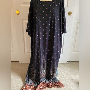 Blue Casual Maxi Dress with Dolman Sleeves